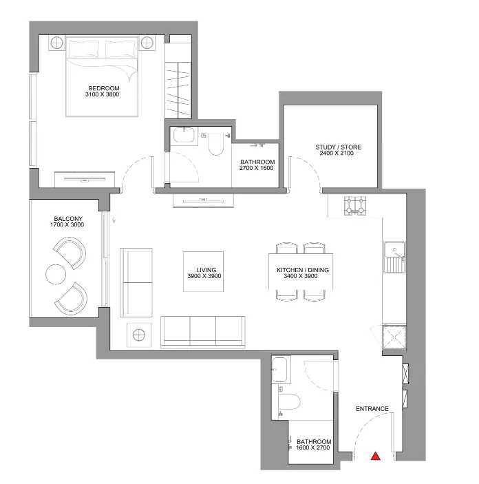 1 bedroom Apartments floor plan at Skyscape
