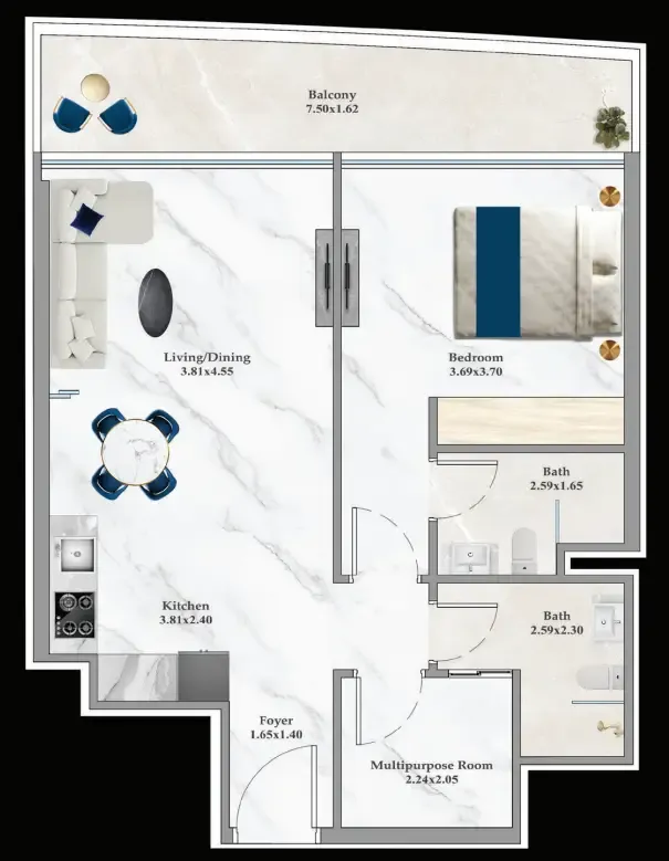 1 bedroom Apartments floor plan at Aspirz