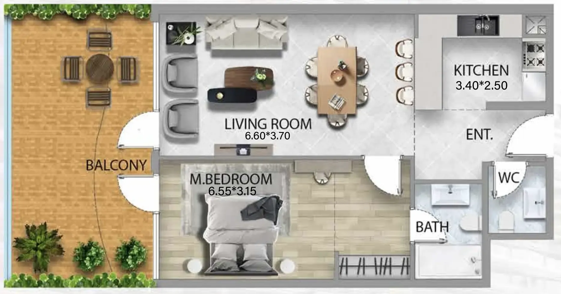 1 bedroom Apartments floor plan at 311 Boulevard