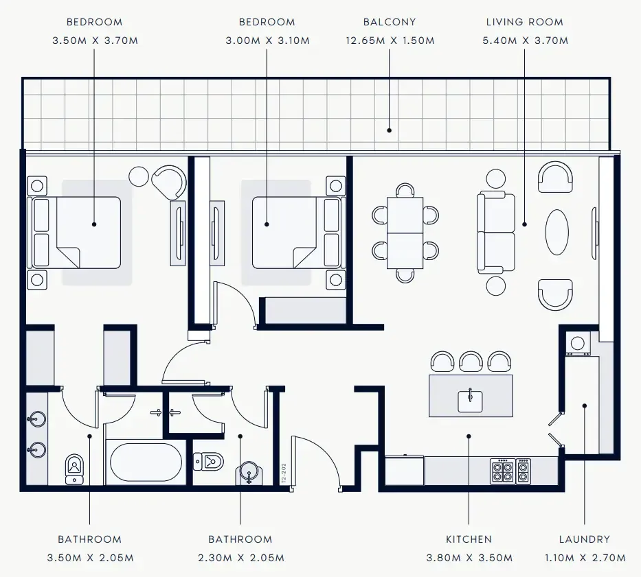 2 bedroom Apartments floor plan at Riviera Rêve