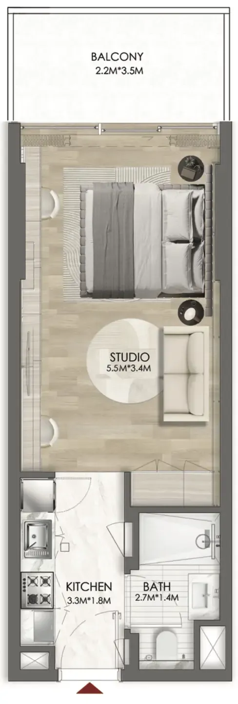 0 bedroom Apartments floor plan at Le Blanc