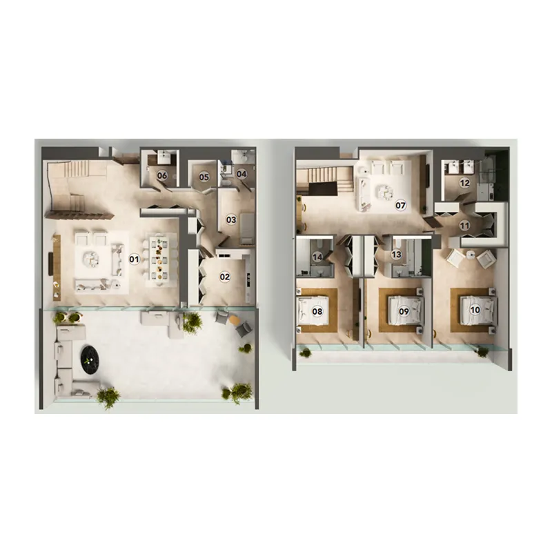 3 bedroom townhouse floor plan at Juman 3