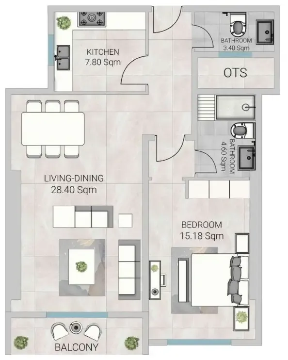 1 bedroom Apartments floor plan at Al Ameera Village 5