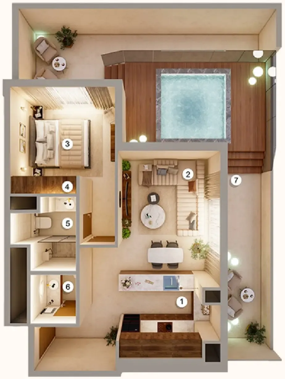 1 bedroom Apartments floor plan at Q Gardens Aliya