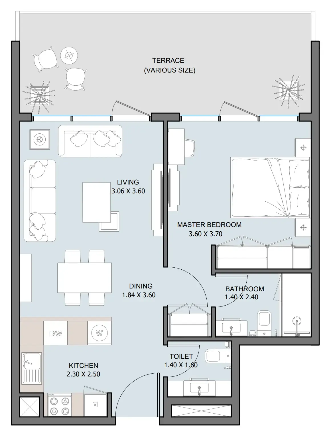 1 bedroom Apartments floor plan at The District