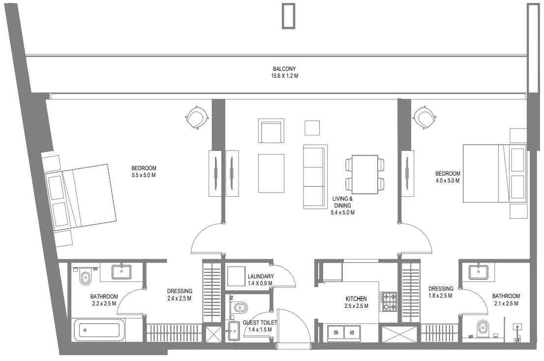 2 bedroom Apartments floor plan at Safa 1