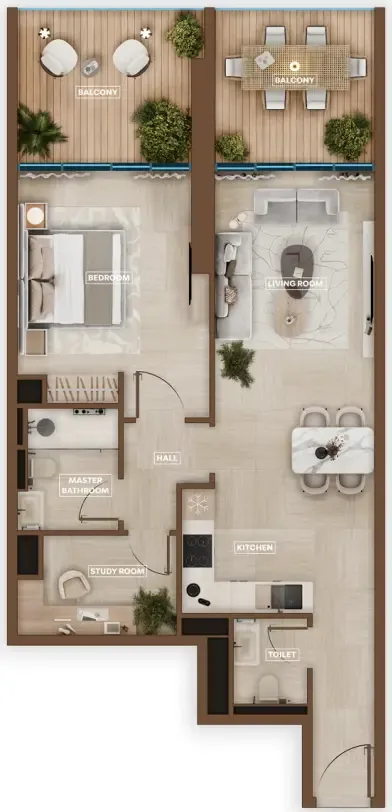1.5 bedroom Apartments floor plan at Sky Hills Astra