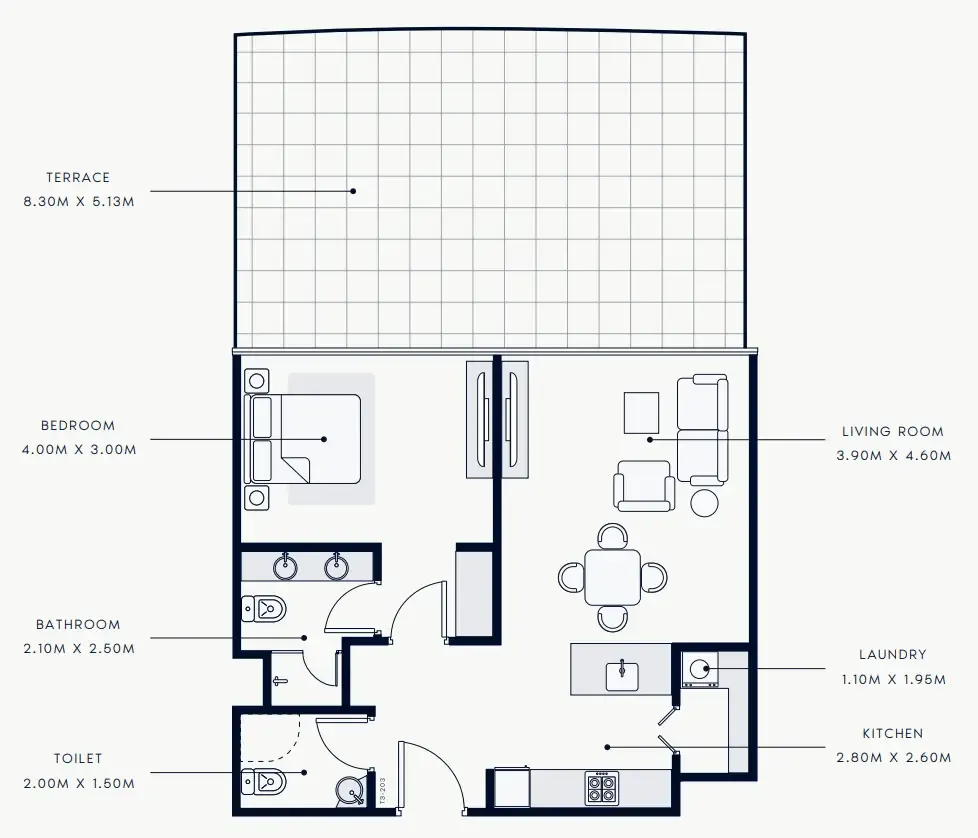1 bedroom Apartments floor plan at Riviera Rêve