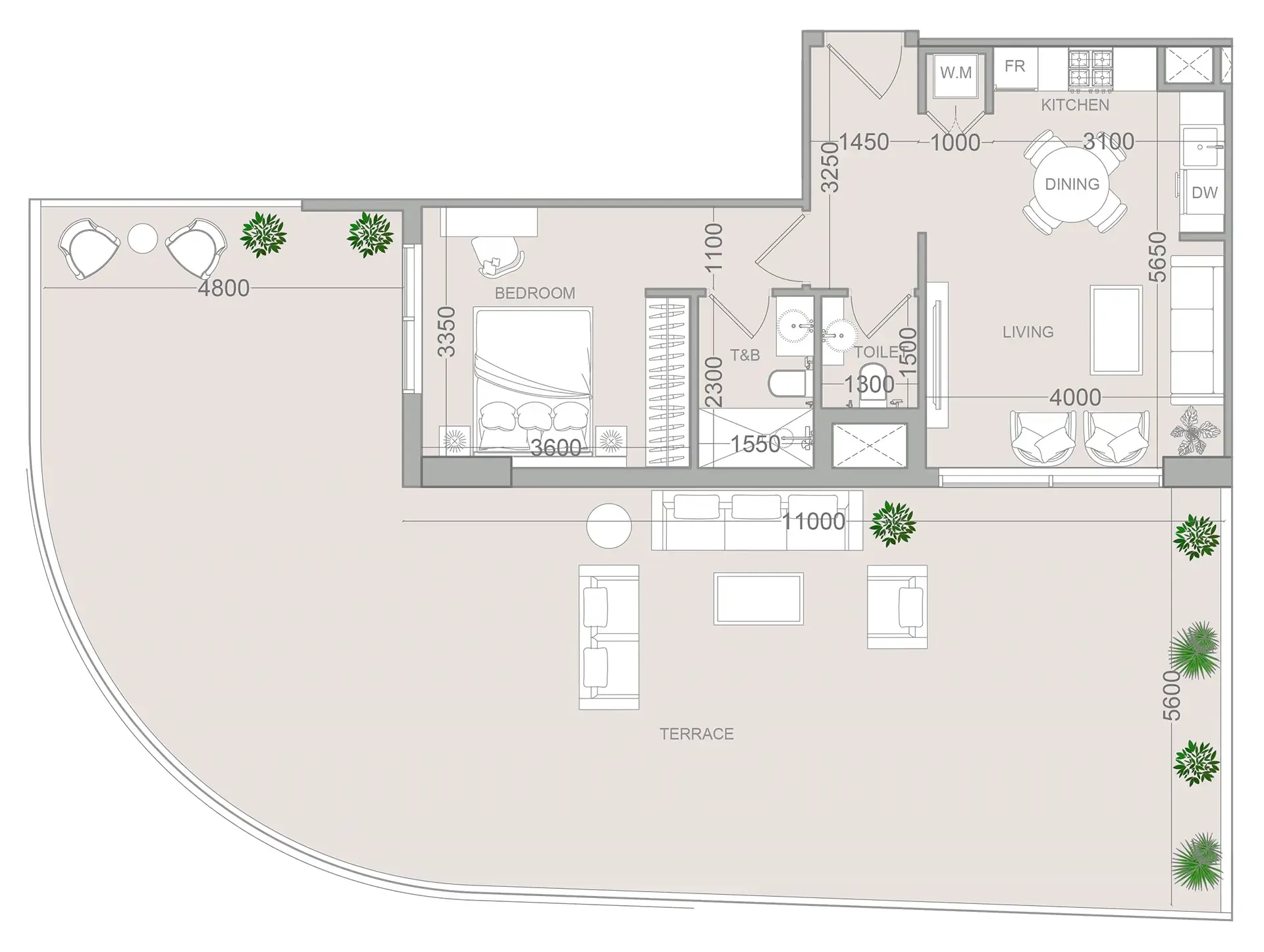1 bedroom Apartments floor plan at ELAR1S Sky