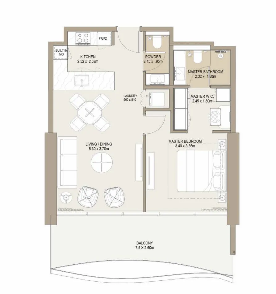 1 bedroom Apartments floor plan at Laguna Residence