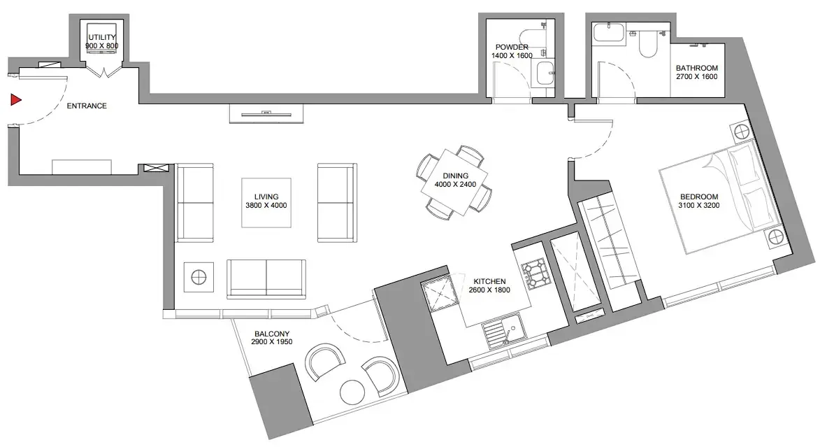 1 bedroom Apartments floor plan at Skyscape