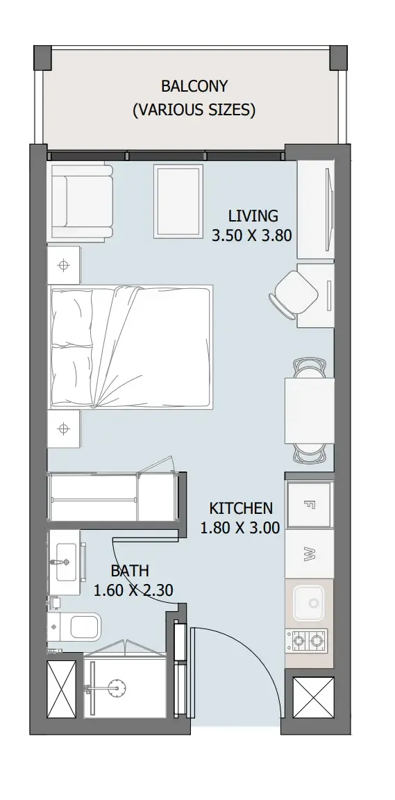 0 bedroom Apartments floor plan at Verdana III