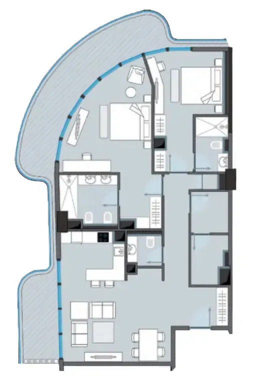 2 bedroom Apartments floor plan at NEXT Coral