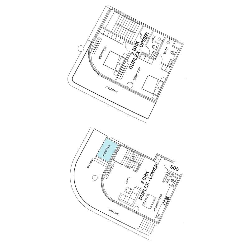 2 bedroom Duplex floor plan at Villa Del Garda