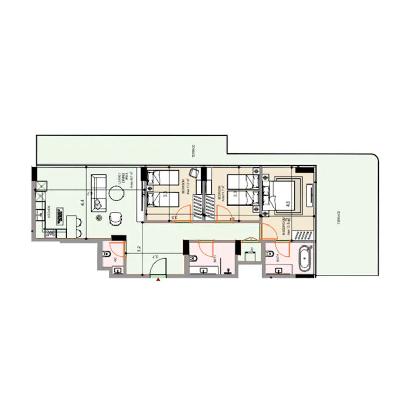 3 bedroom Apartments floor plan at Edgewater Residences 1, 2 and 3