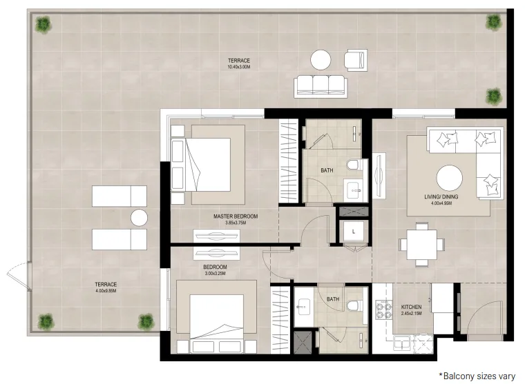 2 bedroom Apartments floor plan at Ellison