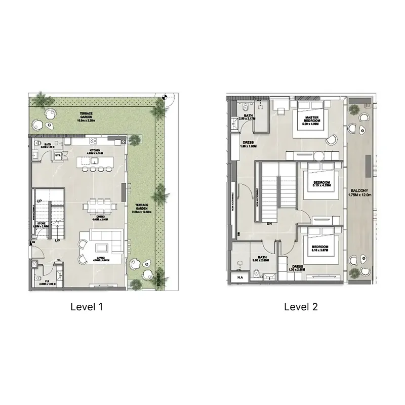 3 bedroom Townhouse floor plan at Allegro Park