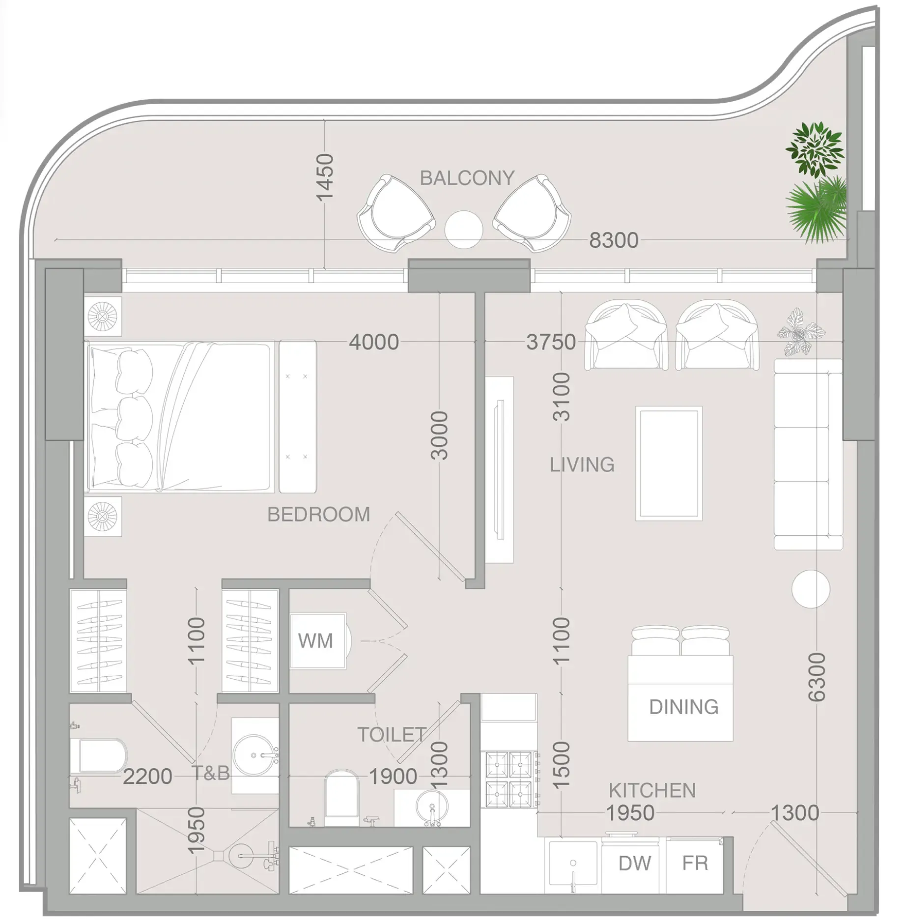 1 bedroom Apartments floor plan at ALTA V1EW