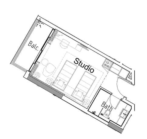 0 bedroom Apartments floor plan at Damac Hills 2 - Hotel Edge by Rotana