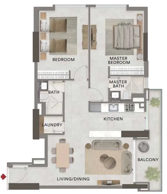 2 bedroom Apartments floor plan at Urban - Park Residences