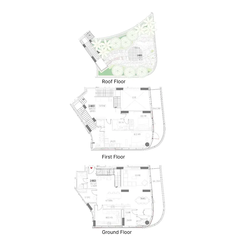 2 bedroom Duplex floor plan at Altitude de Grisogono