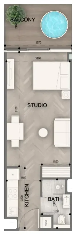 0 bedroom Apartments floor plan at Sky Line by Peace Homes