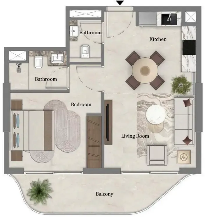 1 bedroom Apartments floor plan at Mirari Lagoon by Zoya