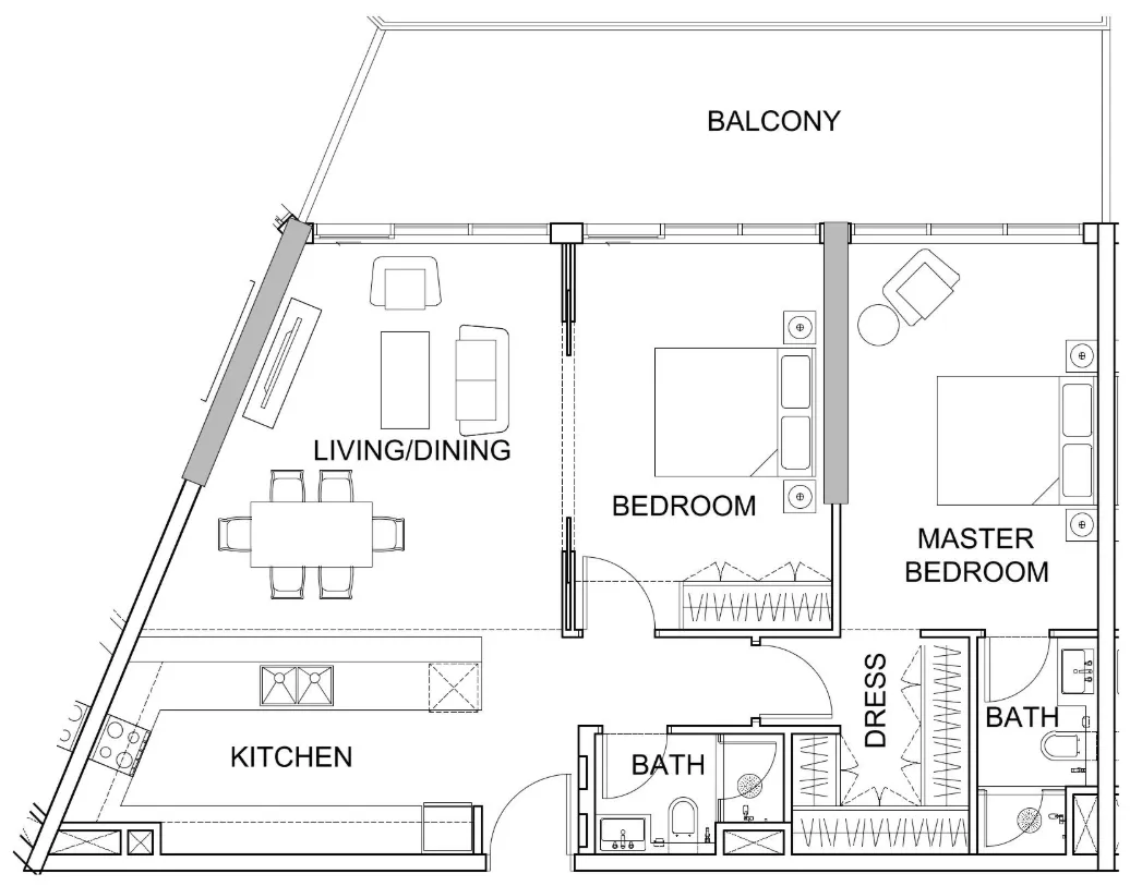 2 bedroom Apartments floor plan at Golf Greens