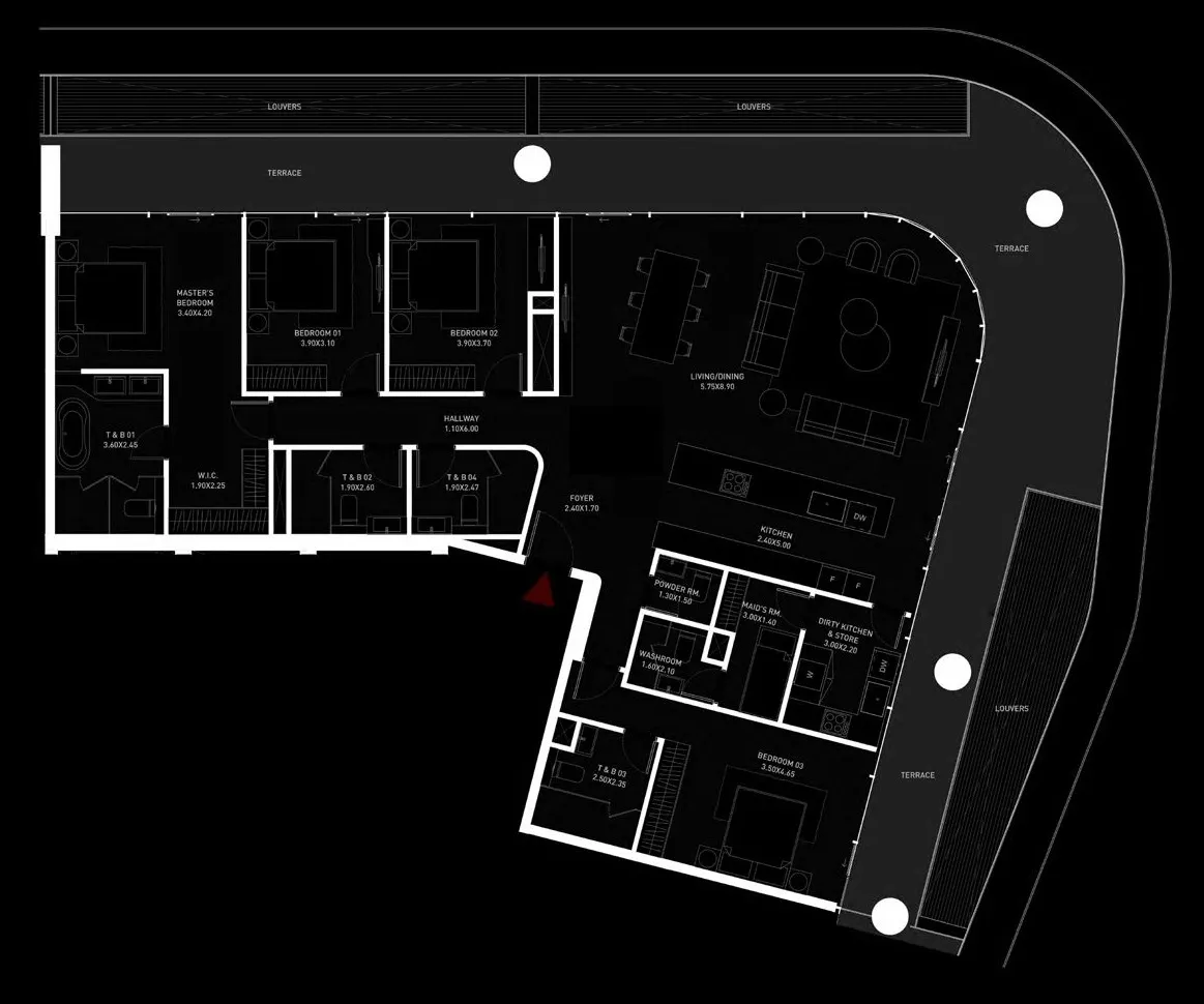 4 bedroom Apartments floor plan at Brabus Island