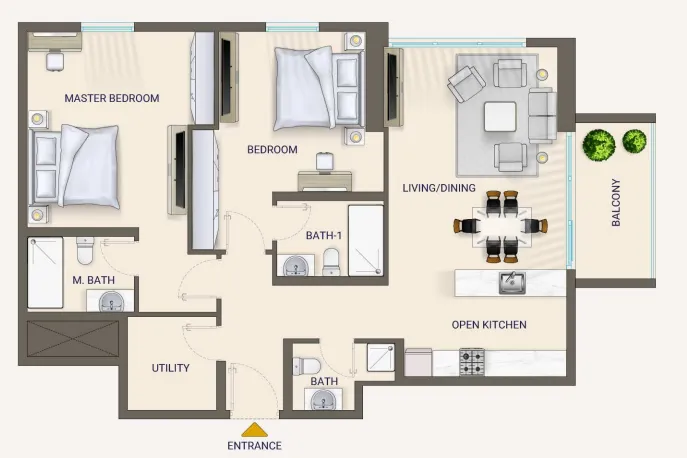 2 bedroom Apartments floor plan at Nexara by 7th Key
