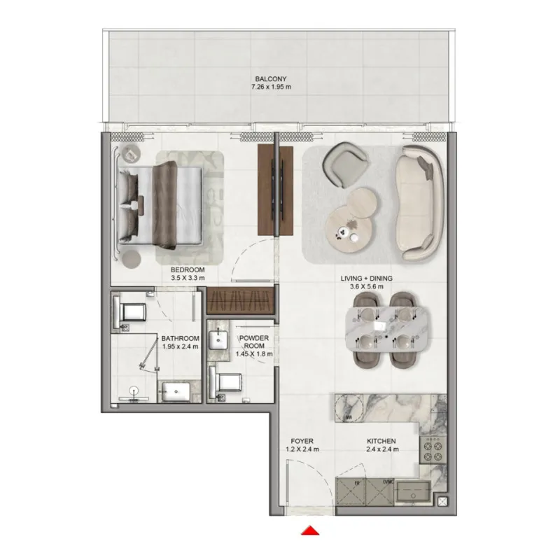 1 bedroom Apartments floor plan at La Vera Creek