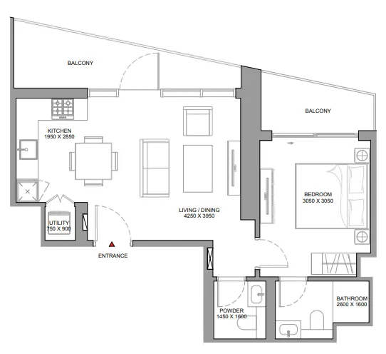 1 bedroom Apartments floor plan at The Eden at Sobha Central
