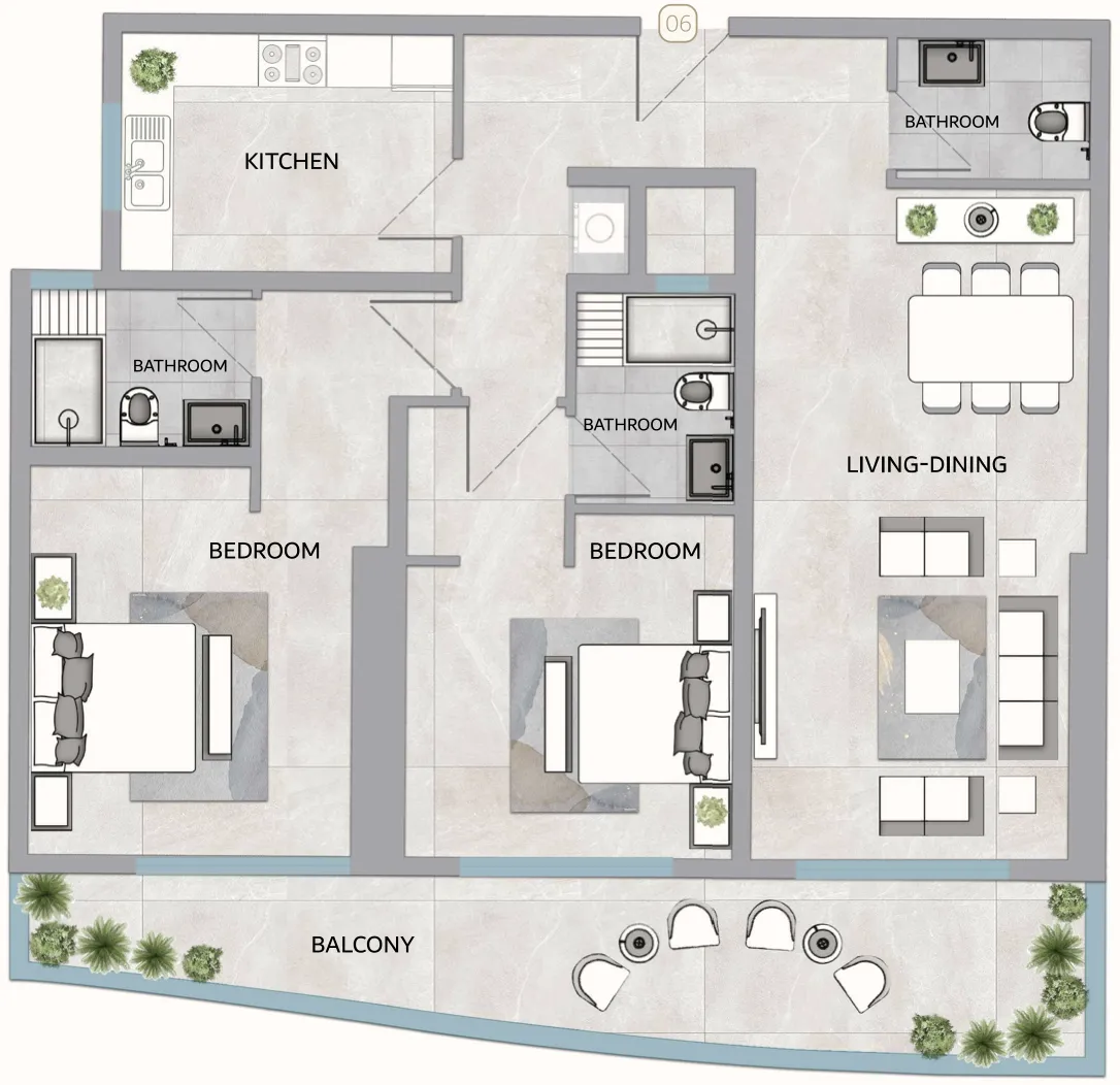 2 bedroom Apartments floor plan at One 678 Residences