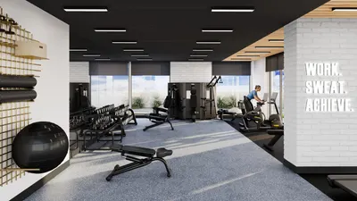 Fitness Studio With Pool View