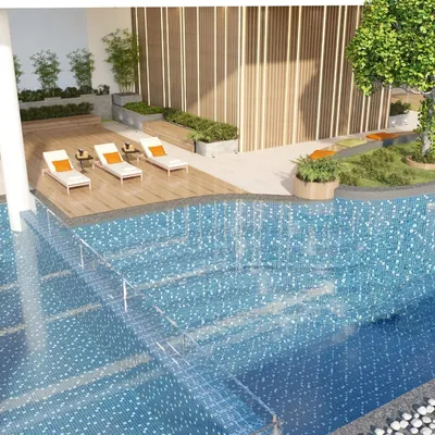 Rooftop Pool With Relaxation Area
