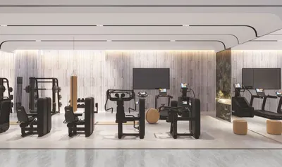 Fitness Studio Overlooking The Pool Deck